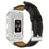 Band for Fitbit Ionic Leather, AISPORTS Fitbit Ionic Band Leather Smart Watch Band Adjustable Replacement Band with Metal Bracelet Buckle Wrist Band for Fitbit Ionic Fitness Accessories - Black