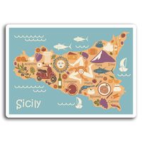 2 x 10cm Sicily Italy Map Vinyl Stickers - Sticker Laptop Luggage Gift #19313 (10cm Wide)