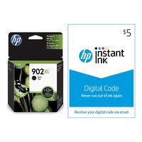 HP 902XL Ink | 1 Black Ink Cartridge | Plus $5 Instant Ink Prepaid Code