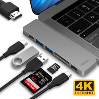 Thunderbolt 3 Hub, EKSA 7 in 1 USB C Hub Adapter Dongle for MacBook Air 2018, MacBook Pro 2018/2017, 4K USB C to HDMI,Thunderbolt 3 Port, 100W Power Delivery, 2 USB 3.0 Port and SD/TF Card Reader
