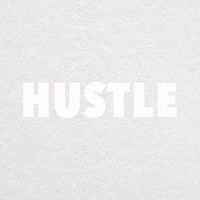 Hustle Typography - 5" Wide White Cut Vinyl Decal Sticker - for MacBook, Laptop, Tablet and More!