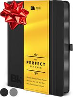 2020 Planner Undated - Daily Weekly Monthly Non-Dated Organizer with Black Edges - 12 Month Productivity Agenda by Bullet Keeper. A5 Vegan Leather Hardcover (Black)