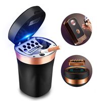 SOLARXIA Car Ashtray, Auto Ashtray Cigar Electronic Cigarette Lighter Detachable Solar Powered/USB Rechargeable with Lid Blue LED Light for Most Car Cup Holder Home Office (Black)