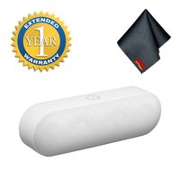 6Ave Beats Dr. Dre Pill+ Plus Wireless Portable Bluetooth Speaker Bundle -Includes- Fibercloth and 1-Year Extended Warranty (White)