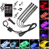 Sanhezhong Car LED Strip Light, 4pcs 48 LED DC 12V Multicolor Music Car Interior Light LED Under Dash Lighting Kit with Sound Active Function, Wireless Remote Control, Car Charger