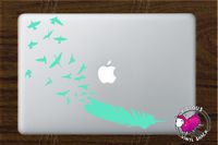 Feather Turning into a Flock of Birds (MINT GREEN) Vinyl Decal Stickers for MacBook Laptop Car Love Forever Birds Always Relationships Feathers Peace Tough Strength Strong Strength Hope Inspiration Dreamer Love Bird Flying