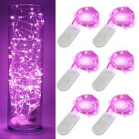 [6-Pack] 7Feet Starry String Lights,Fairy String Lights 20 Micro Starry Leds On Silvery Copper Wire 2pcs CR2032 Batteries Included,Works for Wedding Centerpiece,Party,Christmas Table Decor (Pink)