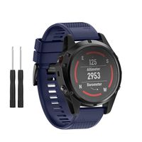 HSWAI Compatible BandsReplacement for Garmin Fenix 5X/Fenix 5X Plus/Fenix 3/Fenix 3 HR，26mm Width Soft Silicone Watch Strap with Black Metal Buckle for Women & Men(Dark Blue)