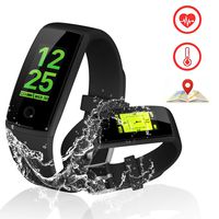 Kirlor Fitness Tracker, V10 New Version Colorful Screen Smart Bracelet with Heart Rate Blood Pressure Monitor,Smart Watch Pedometer Activity Tracker Bluetooth for Android & iOS (V10-Black)