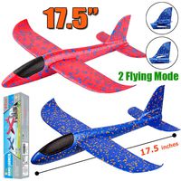 2 Pack Airplane Toys, 17.5" Large Throwing Foam Plane, 2 Flight Mode Glider Plane, Flying Toy for Kids, Gifts for 3 4 5 6 7 Year Old Boy, Outdoor Sport Toys Birthday Party Favors Foam Airplane