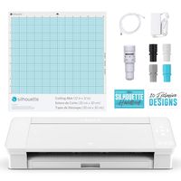 Silhouette Cameo 4 with Bluetooth, 12x12 Cutting Mat, Autoblade 2, 100 Designs and Silhouette Studio Software - White Edition