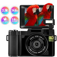 Digital Camera Vlogging Camera,24MP Full HD 2.7K 25FPS YouTube Camera with Retractable Flashlight and 3.0 Inch Flip Screen
