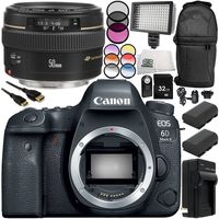 Canon EOS 6D Mark II DSLR Camera with EF 50mm f/1.4 USM Lens 13PC Accessory Bundle - Includes 32GB SD Memory Card + 2X Replacement Batteries + More - International Version (No Warranty)