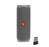 JBL Flip 5 Waterproof Portable Wireless Bluetooth Speaker Bundle with USB 2.0 Bluetooth Adapter - Gray