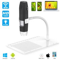 MAYLUCK Wireless Digital Microscope,50X To 1000X WiFi Microscope , Flexible Arm Observation Stand with 1080P HD 2.0 MP 8 LED, Mini Handheld Microscope Camera for Android IOS PC
