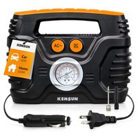 Portable air Compressor Electric tire Pump with Analogue Pressure Gauge for Home (110v) and Car (12v), with Additional adapters for Cars, Trucks, Bicycles, Balls | max 120 PSI