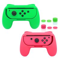 FastSnail Grips for Nintendo Switch Joy-Con, Wear-Resistant Handle Kit for Switch Joy Cons Controller, 2 Pack(Green and Pink)