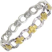 Elegant Magnetic Bracelet for Women Pain Relief for Arthritis and Carpal Tunnel Tendonitis Tennis Elbow Joint Wrist-Magnetic Bracelet for Women Gold Plated With Fold Over Clasp-GH2 (8.5 in/21.5 cm)