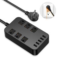 Power Strip - 6-Outlet Surge Protector Wall Mountable with 5 USB Ports Fast Charging (4.8A) UL Listed, 6Ft Long Extension Cord,Flat Plug,1700 Joules for iPhone iPad Home Dorm Office Laptop Computer