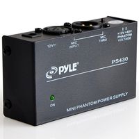 Universal Compact Phantom Power Supply - Selectable +12 / +48 Volt Regulated Single Channel Home Condenser Microphone Power Supply Box, Includes 12V DC Adapter, LED Indicator - Pyle PS430