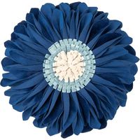 JWH Handmade 3D Flower Accent Pillow Round Sunflower Cushion Decorative Shell with Pillow Insert Home Sofa Bed Living Room Decor Gift 12 Inch / 30 cm Velvet Navy Blue