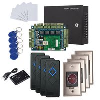 4 Doors IP Based Security Access Control Kit with Metal Case 110V Power Box RFID Reader+Infrared Exit Button+Desktop Enroll Reader+RFID Keychains/Cards Phone APP remotely Open Door