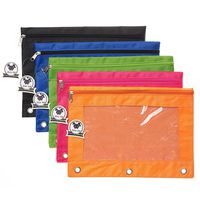 Zippered Binder Pencil Pouch with Rivet Enforced Hole 3 Ring Pencil Case