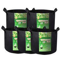 VIVOSUN 5-Pack 7 Gallon Plant Grow Bags, Premium Series Thichkened Non-Woven Aeration Fabric Pots w/Handles - Reinforced Weight Capacity & Extremely Durable (Black)