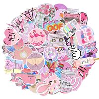 Sunvito Stickers for Water Bottles, 53 Pack Laptop Stickers for Guitar, Skateboard, Phone, Luggage, Cute Waterproof Stickers for Teens, Girls, Kids (Pink)