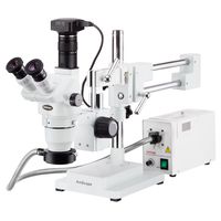 AmScope 2x-225x Trinocular Boom Stand Stereo Zoom Microscope + High-Speed 20MP Camera