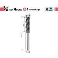 SPEED TIGER ISE Carbide Square End Mill - Micro Grain Carbide End Mill for Alloy Steels/Hardened Steels - AlTiBN Coating - 4 Flute - ISE3/8"4T (1 Piece, 3/8")