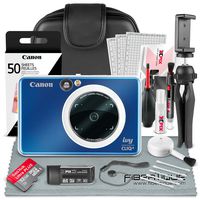 Canon Ivy CLIQ+ Instant Camera Printer (Sapphire Blue) + 60 Sheets Photo Paper + 32GB SD Card + Case + Deluxe Accessories Bundle