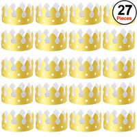 SIQUK 27 Pieces Gold Paper Crowns Party King Crown Paper Hats for Birthday Party and Celebration