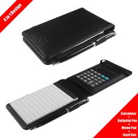 PLENTY Deluxe Leather Pocket Notebook Cover Jotter Organizer Memo Pad Holder with Calculator, 50 Pages Note Paper, Pen and Business Card Slot
