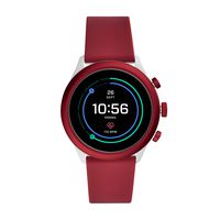 Fossil Men's Sport Heart Rate Metal and Silicone Touchscreen Smartwatch, Color: Grey, Dark Red (Model: FTW4033)