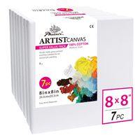 PHOENIX Pre Stretched Canvas for Painting - 8x8 Inch / 7 Pack - 5/8 Inch Profile of Super Value Pack for Oil & Acrylic Paint