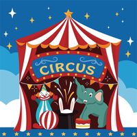 OFILA Circus Backdrop 6x6ft Kids Photography Background Cartoon Elephant Clown Photos Children Birthday Party Decoration Amusement Park Theme Events Shoots School Activity Photos Video Studio Props