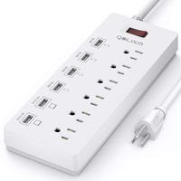 Power Strip with USB Ports, QOLIXM Plug Strip with Built-in Surge Protector, 6FT Power Extension Cord (White)