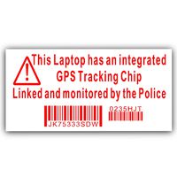 4 x Laptop Security Stickers-3.4x1.8 INCHES-Fake Dummy GPS Police Tracking Sign,Secure,Security,Deter,Protection