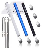 The Friendly Swede Stylus Pen Replaceable Micro-Knit Mesh Tip - Capacitive Touchscreen Stylus, Tablet Styli with Lanyards, Screen Cleaning Cloth and Replacement Tips (3 Pack)