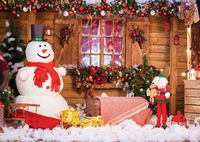 GoodsFederation 7x5ft Christmas Photography Backdrops Winter Outdoor Snow Landscape Snowman Photo Backgrounds Vinyl Photo Booth Studio Props SDJ-213