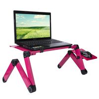 Gladys Moses Portable Adjustable Aluminum Laptop Desk/Stand/Table - Ergonomic TV Bed Lap Tray with Vented Cooling Fans (Rose)