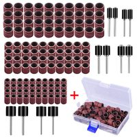 AUSTOR 132 Pieces Sanding Drum Set with Free Box Including 120 Pieces Drum Sander Sanding Sleeves and 12 Pieces Drum Mandrels for Dremel Rotary Tool