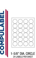 Compulabel White Circular Labels for Laser and Inkjet Printers, 1 5/8 Inch Diameter, Permanent Adhesive, 24 per Sheet, 100 Sheets per Carton