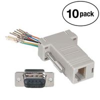 InstallerParts (10 Pack DB9-Male to RJ11 / RJ12 (6 Wire) Modular Adapter Ivory