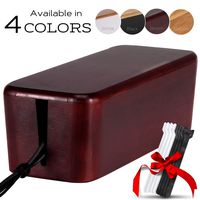 TEYGA Bamboo Cable Management Box - Stylish Cord Organizer Box Hides Power Strip and Keeps Cords Untangled - Surge Protector Cover Keeps Children Safe - TV Cord Box for Home and Office