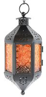 Vela Lanterns Hanging Moroccan Style Candle Lantern with Chain, Amber