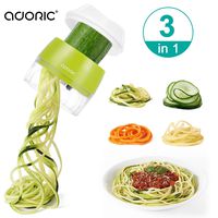 Handheld Spiralizer Vegetable Slicer, Adoric 3 in 1 Heavy Duty Veggie Spiral Cutter - Zoodle Pasta Spaghetti Maker for Low Carb/Paleo/Gluten-Free Meals