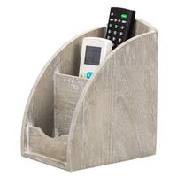 NEX Remote Control Holder, 3 Slot Wooden Remote Control Caddy Media Organizer, Office Supply Storage Rack(Rustic Gray)