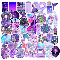 Cute VSCO Purple Stickers for Water Bottles 50 Pack,ins Stickers,Laptop Stickers,Waterproof,Aesthetic,Fashion Stickers for Teens,Girls Perfect for Water Bottles,Phone,Travel Extra Durable Vinyl